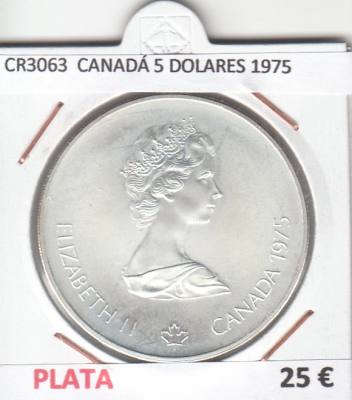 CR3063 MONEDA CANADA 5 DOLARES 1975 MBC PLATA