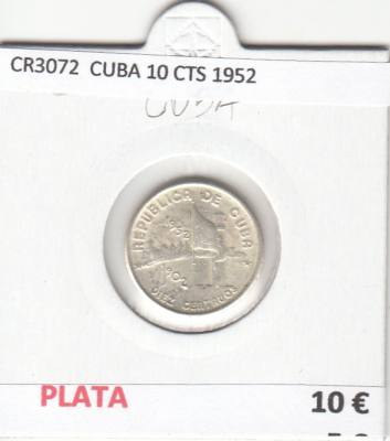 CR3072 MONEDA CUBA 10 CENTIMOS 1952 MBC PLATA