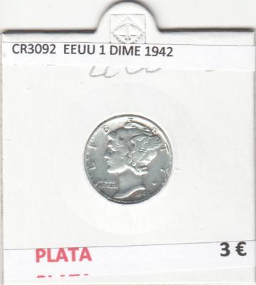 CR3092 MONEDA ESTADOS UNIDOS 1 DIME 1942 BC PLATA