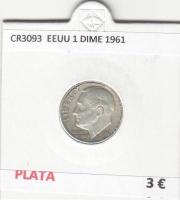 CR3093 MONEDA ESTADOS UNIDOS 1 DIME 1961 BC PLATA