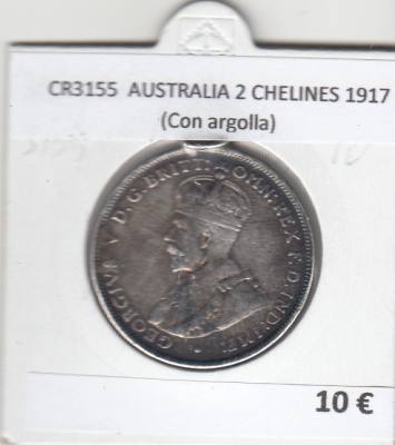 CR3155 MONEDA AUSTRALIA 2 CHELINES 1917 MBC (Con argolla)