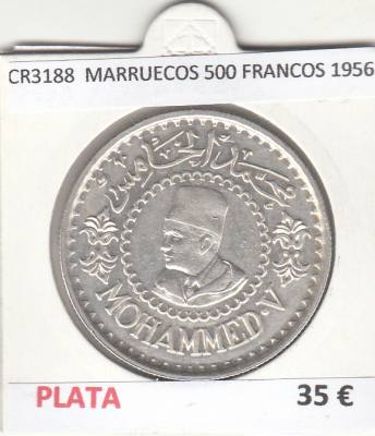 CR3188 MONEDA MARRUECOS 500 FRANCOS 1956 MBC PLATA 