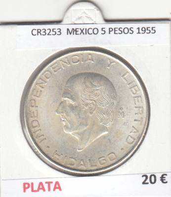 CR3253 MONEDA MEXICO 5 PESOS 1955 PLATA