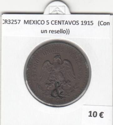 CR3257 MONEDA MEXICO 5 CENTAVOS 1915  MBC (Con un resello)) 