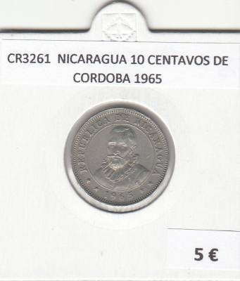 CR3261 MONEDA NICARAGUA 10 CENTAVOS DE CORDOBA 1965 MBC 