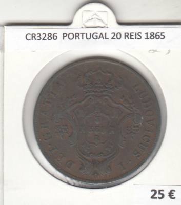 CR3286 MONEDA PORTUGAL 20 REIS 1865 MBC