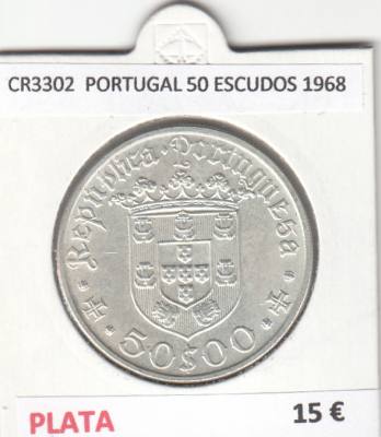 CR3302 MONEDA PORTUGAL 50 ESCUDOS 1968 MBC PLATA