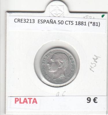 CRE3213 MONEDA ESPAÑA 50 CENTIMOS 1881 (*81) PLATA
