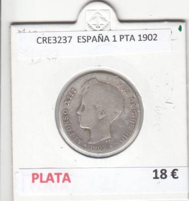 CRE3237 MONEDA ESPAÑA 1 PESETA 1902 PLATA