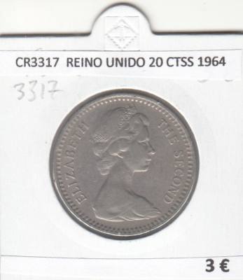 CR3317 MONEDA REINO UNIDO 20 CENTIMOS 1964 MBC 