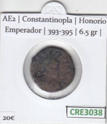 CRE3038 MONEDA ROMANA AE2 CONSTANTINOPLA HONORIO EMPERADOR 393-395