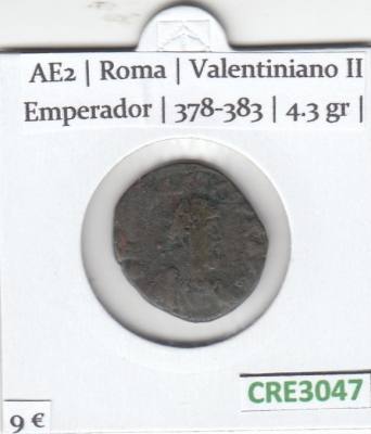 CRE3047 MONEDA ROMANA AE2 ROMA VALENTINIANO II EMPERADOR 378-383