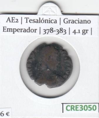 CRE3050 MONEDA ROMANA AE2 TESALONICA GRACIANO EMPERADOR 378-383