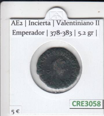 CRE3058 MONEDA ROMANA AE2 CECA INCIERTA VALENTINIANO II EMPERADOR 378-383