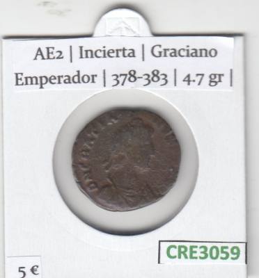 CRE3059 MONEDA ROMANA AE2 CECA INCIERTA GRACIANO EMPERADOR 378-383