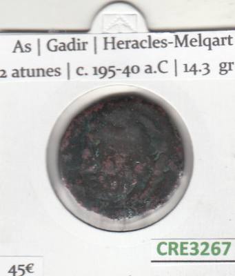CRE3267 MONEDA IBERICA AS GADIR HERACLES-MELQART 2 ATUNES