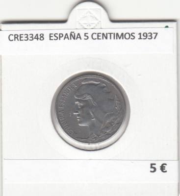 CRE3348 MONEDA ESPAÑA 5 CENTIMOS 1937 MBC