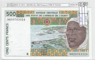 BILLETE AFRICA OCC. SENEGAL 500 Francos 1996 P-710 Kf SIN CIRCULAR