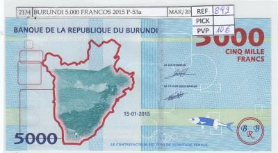BILLETE BURUNDI 5.000 FRANCOS 2015 P-53a SIN CIRCULAR