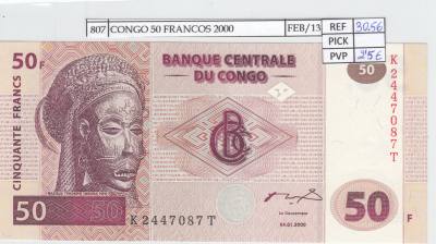 BILLETE CONGO 50 FRANCOS 2000 P-91Аa.1 SIN CIRCULAR