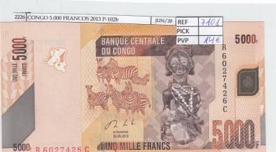 BILLETE CONGO 5.000 FRANCOS 2013 P-102b SIN CIRCULAR