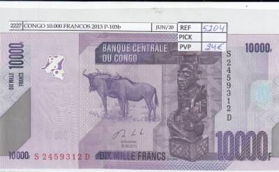 BILLETE CONGO 10.000 FRANCOS 2013 P-103b SIN CIRCULAR