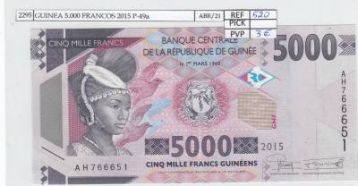 BILLETE GUINEA 5.000 FRANCOS 2015 P-49a SIN CIRCULAR