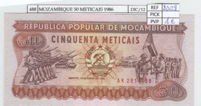 BILLETE MOZAMBIQUE 50 METICAIS 1986 P-129b SIN CIRCULAR