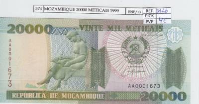 BILLETE MOZAMBIQUE 20.000 METICAIS 1999 P-140 SIN CIRCULAR