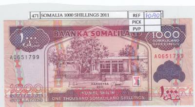 BILLETE SOMALIA 1000 SHILLINGS 2011 P-20a SIN CIRCULAR