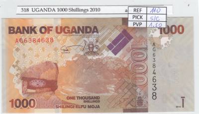 BILLETE UGANDA 1.000 SHILLINGS 2010 P-49a SIN CIRCULAR