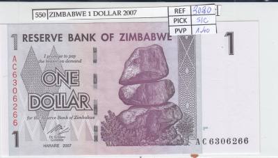 BILLETE ZIMBABWE 1 DOLAR 2007 P-65 SIN CIRCULAR