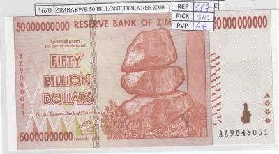 BILLETE ZIMBABWE 50 BILLONES DOLARES 2008 P-87 SIN CIRCULAR