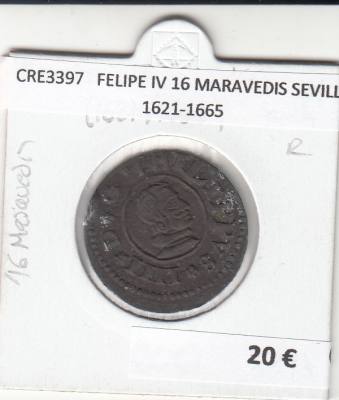 CRE3397 MONEDA ESPAÑA FELIPE IV 16 MARAVEDIS SEVILLA 1621-1665