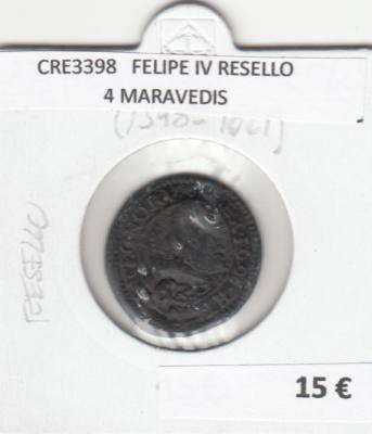CRE3398 MONEDA ESPAÑA FELIPE IV RESELLO 4 MARAVEDIS