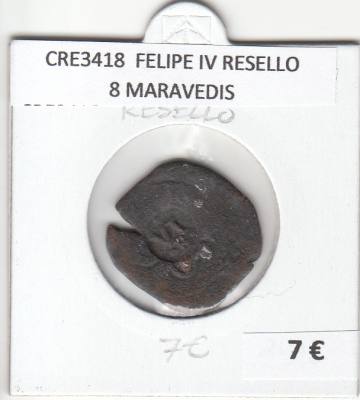 CRE3418 MONEDA ESPAÑA FELIPE IV RESELLO 8 MARAVEDIS
