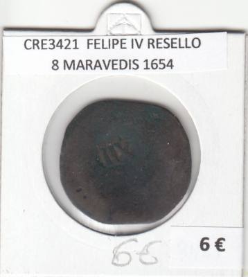 CRE3421 MONEDA ESPAÑA FELIPE IV RESELLO 8 MARAVEDIS 1654
