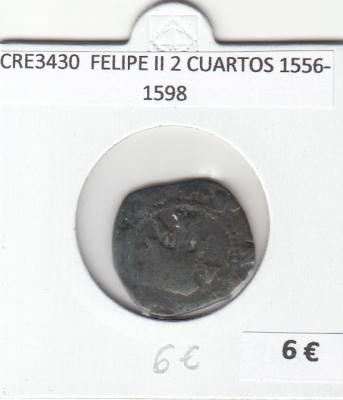 CRE3430 MONEDA ESPAÑA FELIPE II 2 CUARTOS 1556-1598