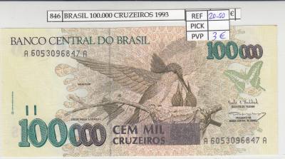 BILLETE BRASIL 100.000 CRUZEIROS 1993 P-235b 