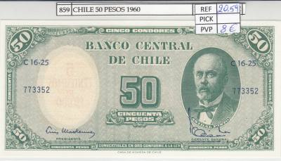 BILLETE CHILE 50 PESOS 1960 P-126b.1