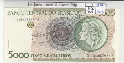 BILLETE BRASIL 5.000 CRUZEIROS 1990 P-227a
