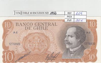 BILLETE CHILE 10 ESCUDOS 1967 P-143a.2 N01134