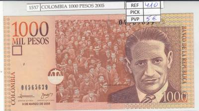 BILLETE COLOMBIA 1.000 PESOS 2005 P-450i N01537