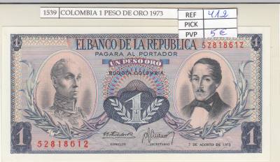 BILLETE COLOMBIA 1 PESO DE ORO 1973 P-404e.5 N01539