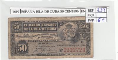 BILLETE CUBA 50 CENTAVOS 1896 P-46a N01619