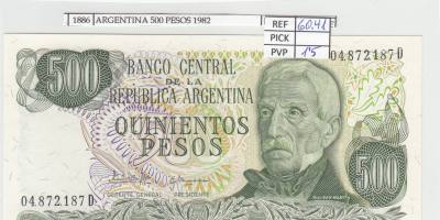 BILLETE ARGENTINA 500 PESOS 1982