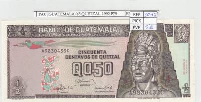 BILLETE GUATEMALA 0,5 QUETZAL 1992 P-72b N01900