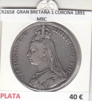 CR2658 MONEDA GRAN BRETAÑA 1 CORONA 1891 MBC