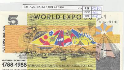 BILLETE AUSTRALIA FANTASIA 5 DÓLAR 1988 AUS-02 SIN CIRCULAR