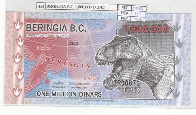 BILLETE BERINGIA B.C. 1.000.000 D 2012  POLIMERO BRG-2 SIN CIRCULAR